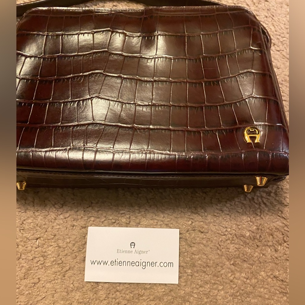Etienne Aigner embossed leather handbag